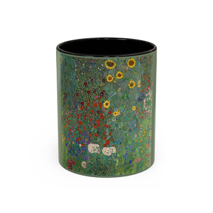 Farm Garden with Sunflowers by Gustav Klimt Colorful Mugs (11oz, 15oz)