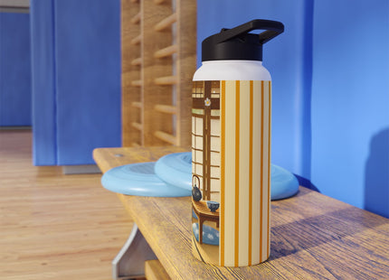 Playful Kitten in the Tea Room Stainless Steel Water Bottle, Standard Lid