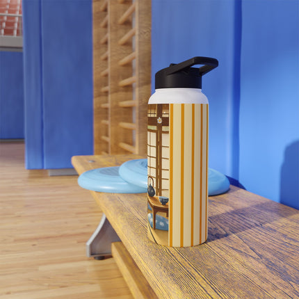 Playful Kitten in the Tea Room Stainless Steel Water Bottle, Standard Lid