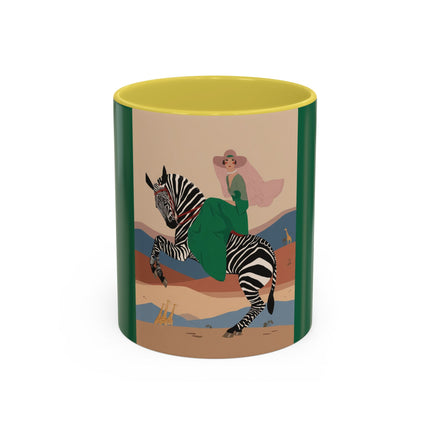 Zebra Rider Colorful Mugs – Safari Chic & Art Deco Adventure