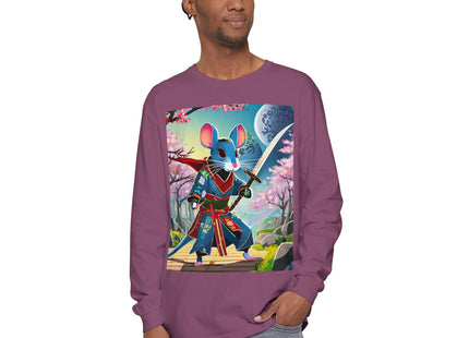 Cyber Samurai Rat Garment-dyed Long Sleeve T-Shirt