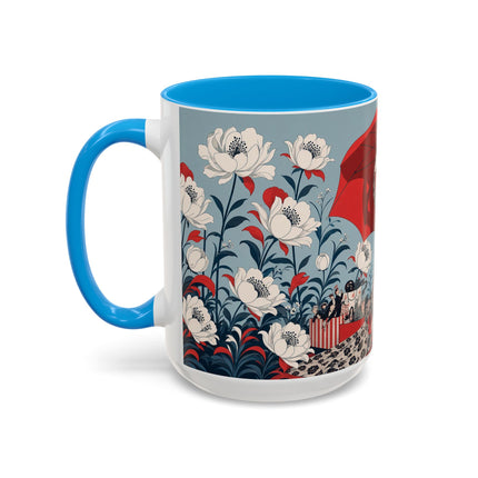 ❤️🌺 The Scarlet Parasol Spectacle Colorful Mug – Art Deco Fashion Elegance