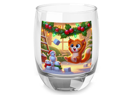 Naughty or Nice Kitten Christmas Whiskey Glass