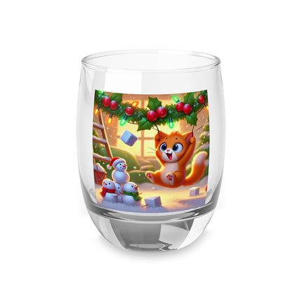 Naughty or Nice Kitten Christmas Whiskey Glass
