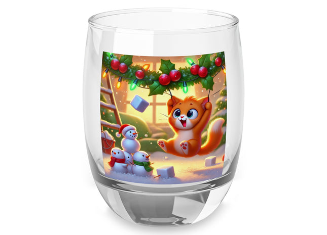 Naughty or Nice Kitten Christmas Whiskey Glass
