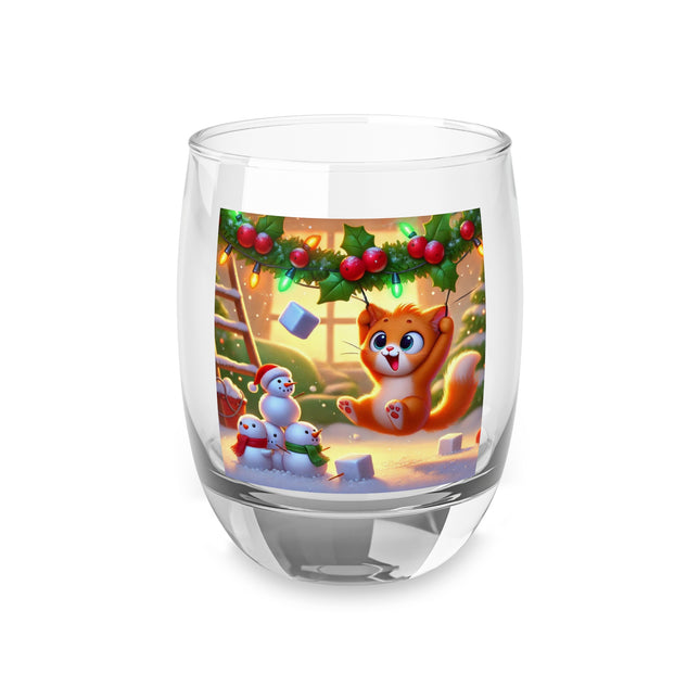 Naughty or Nice Kitten Christmas Whiskey Glass