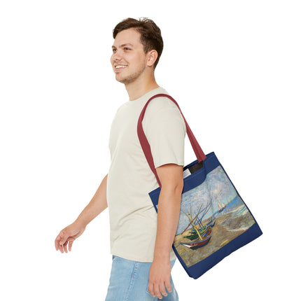 Fishing Boats on the Beach at Saintes-Maries by Vincent Van Gogh Tote Bag (AOP)