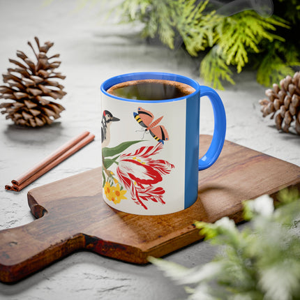 Woodpecker & Tulip Colorful Mugs – Vibrant Spring & Bold Beauty