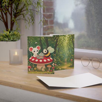 🐭🐝 The Little Woodland Tea Party Greeting Card – Whimsical Animal Adventure
