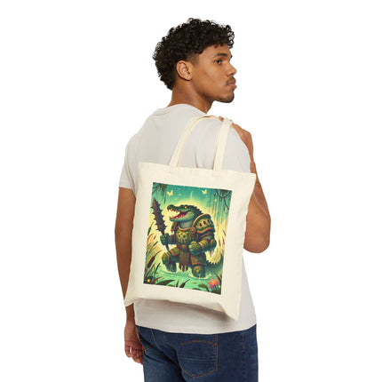 The Swamp Tyrant Cotton Canvas Tote Bag – Primal Power & Bog Dominion