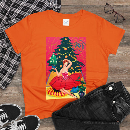 Art Deco Christmas Enchantment Women's Midweight Cotton Tee