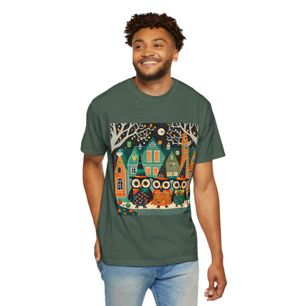 Night of the Trick-or-Treating Owlets Unisex Garment-Dyed T-shirt