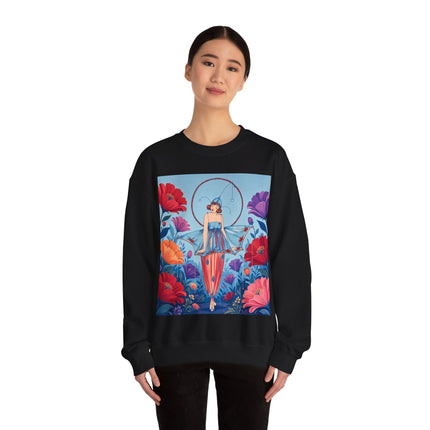 🎪🌺 The Flower Garden Harlequin Crewneck Sweatshirt – Art Deco Fashion Whimsy
