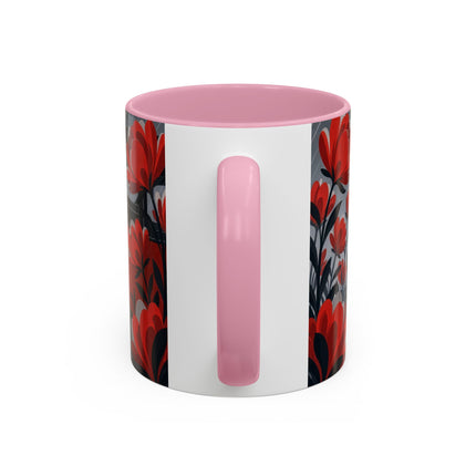 ☔🌹 The Scarlet Rainstorm Promenade Colorful Mug – Art Deco Motoring Elegance