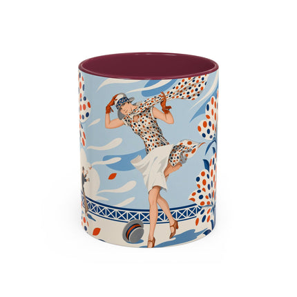 🌼🧡 The Polka Dot Wind Dancer Colorful Mug – Art Deco Fashion Whimsy
