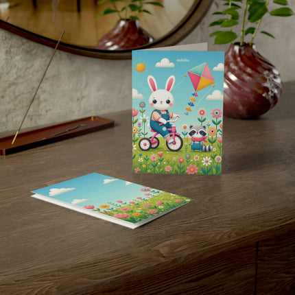 🌸🐦 The Willow Garden Maiden Greeting Card – Whimsical Japanese Garden