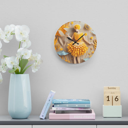 Dandelion Fairy Acrylic Wall Clock, Round and Square