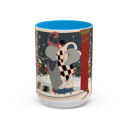 ❄️✨ The Winter Couture Promenade Colorful Mug – Art Deco Holiday Elegance