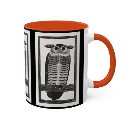 Horned Owl by Samuel Jessurun de Mesquita Colorful Mugs, 11oz