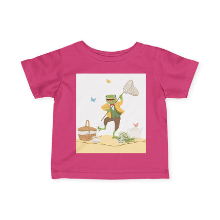 🐸🦋 The Little Butterfly Chasing Frog Infant Fine Jersey Tee – Whimsical Woodland Charm