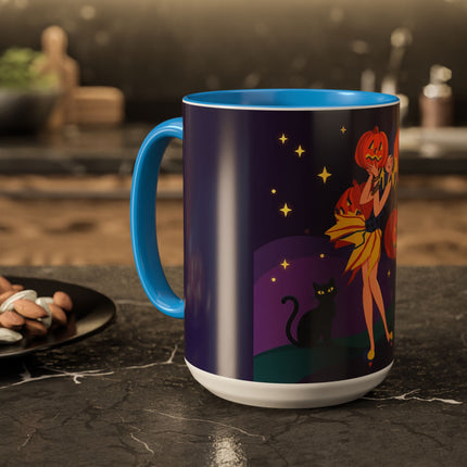 🎃🕯️ Moonlit Pumpkin Masquerade Colorful Mug – Whimsical Halloween Charm