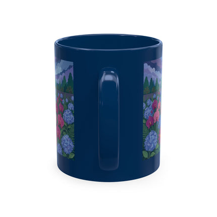 🦚🌸 The Lady & The Peacock On The Garden Steps Ceramic Mug – Art Deco Garden Elegance