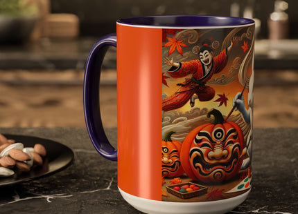 Halloween Rabbit’s Kabuki Jack-o’-Lanterns Colorful Mugs (11oz, 15oz)