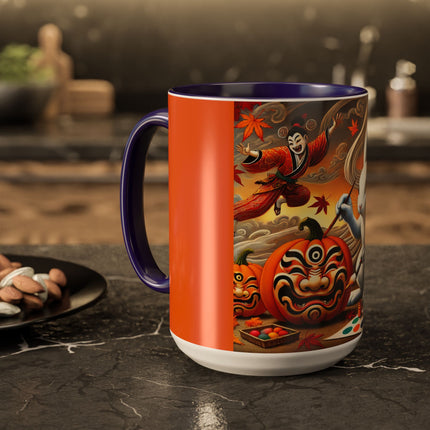 Halloween Rabbit’s Kabuki Jack-o’-Lanterns Colorful Mugs (11oz, 15oz)