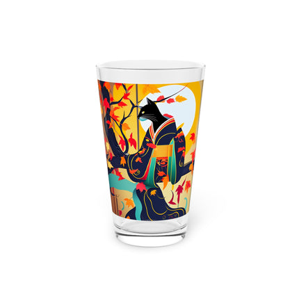 Black Cat in Kimono Glass, 16oz
