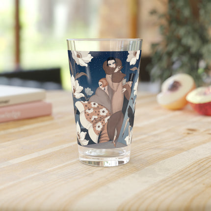 🌸✨ The Midnight Magnolia Masquerade Pint Glass – Art Deco Nocturne