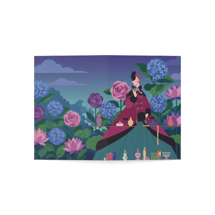 🌹💎 The Lady Of The Perfumed Garden Greeting Card – Art Deco Floral Elegance