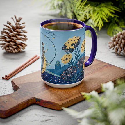 🌼🦋 The Enchanted Butterfly Garden Promenade Colorful Mug – Art Deco Floral Whimsy