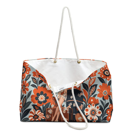 🧳🌼 The Grand Floral Voyage Weekender Bag – Art Deco Travel Elegance