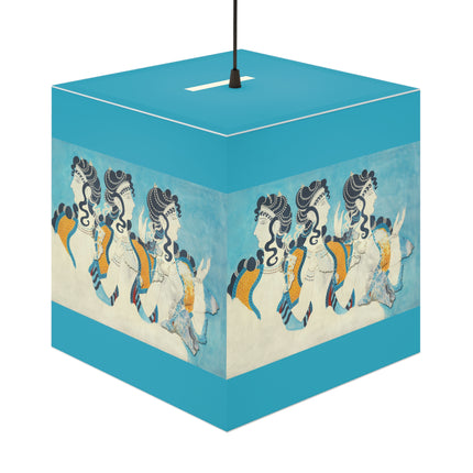 Reproduction of Ladies in Blue by Emile Gilliéron Light Cube Lamp