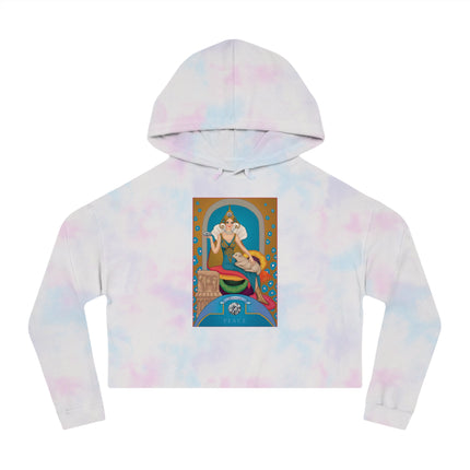 April & Diamond (from the Gem Series) by Sofia Chiostri Women’s Cropped Hooded Sweatshirt
