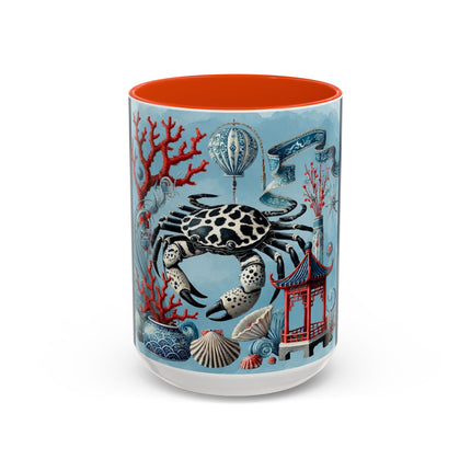 Spotted Crab & Pagoda Colorful Mug – Mystical Ocean & Asian Harmony