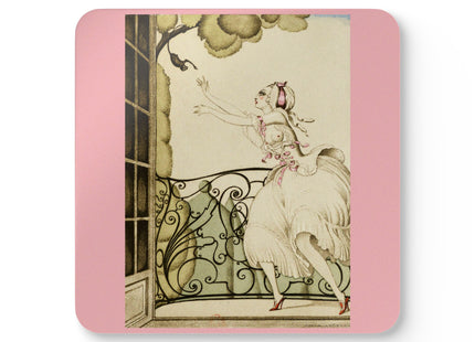 Sur talons rouges (On Red Heels) pl 02 by Gerda Wegener Corkwood Coaster Set