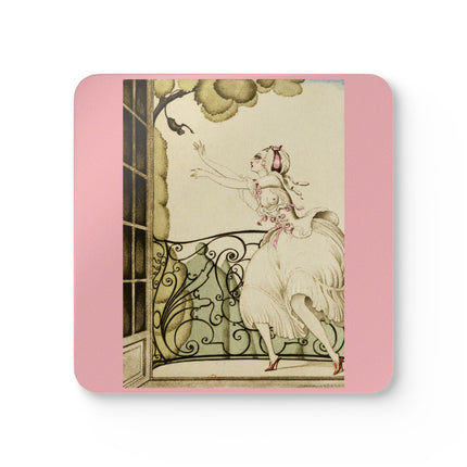 Sur talons rouges (On Red Heels) pl 02 by Gerda Wegener Corkwood Coaster Set