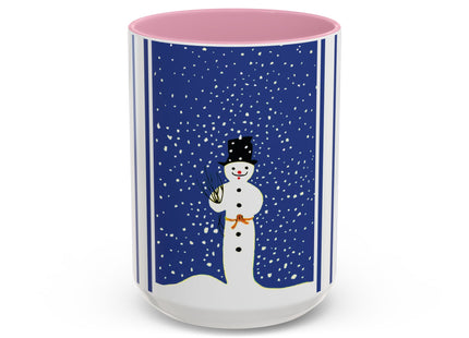 Snowman in Falling Snow Colorful Mugs (11oz, 15oz)
