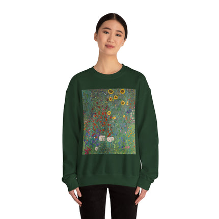 Farm Garden with Sunflowers by Gustav Klimt Heavy Blend™ Crewneck Sweatshirt