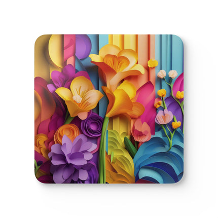 The Graceful Freesia Corkwood Coaster Set
