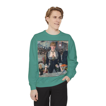 A Bar at the Folies-Bergère by Edouard Manet Unisex Garment-Dyed Sweatshirt