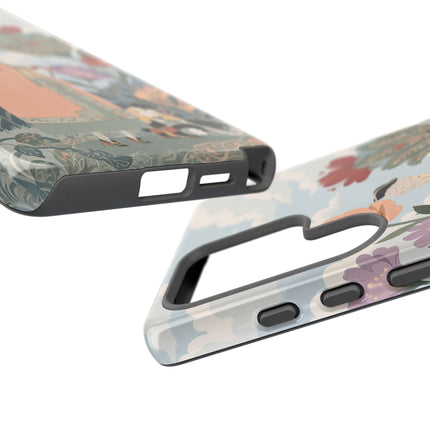 🌹🐈 The Lady And Puss In Boots Phone Case – Art Deco Floral Whimsy