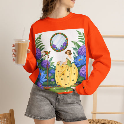 🦜🪷 The Parrot Garden Reflection Crewneck Sweatshirt – Art Deco Fashion Whimsy