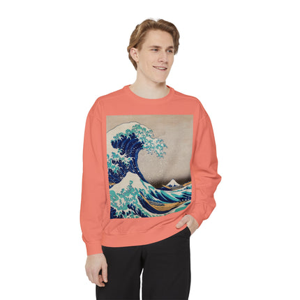 The Great Wave off Kanagawa by Katsushika Hokusai Garment-Dyed Sweatshirt