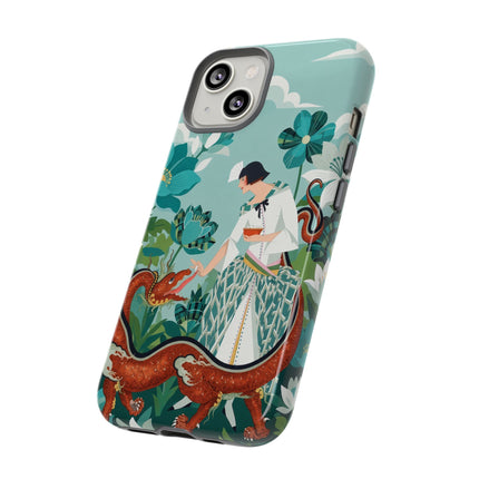 🐉🌿 The Dragon Keeper Phone Case – Art Deco Floral Fantasy