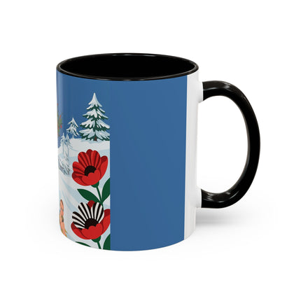 🎿🎄 The Christmas Holly Skier Colorful Mug – Whimsical Holiday Fantasy