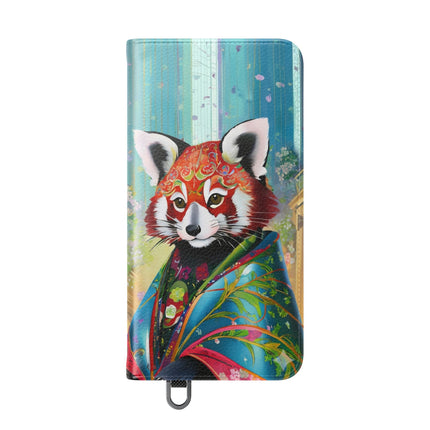 🦝✨ Cybernetic Red Panda Flip Case – Neon Charm & Futuristic Wonder