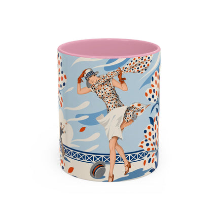 🌼🧡 The Polka Dot Wind Dancer Colorful Mug – Art Deco Fashion Whimsy
