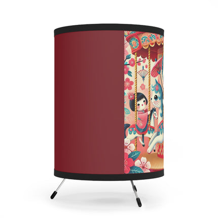 Geisha Kitten's Enchanted Carousel Ride Tripod Lamp